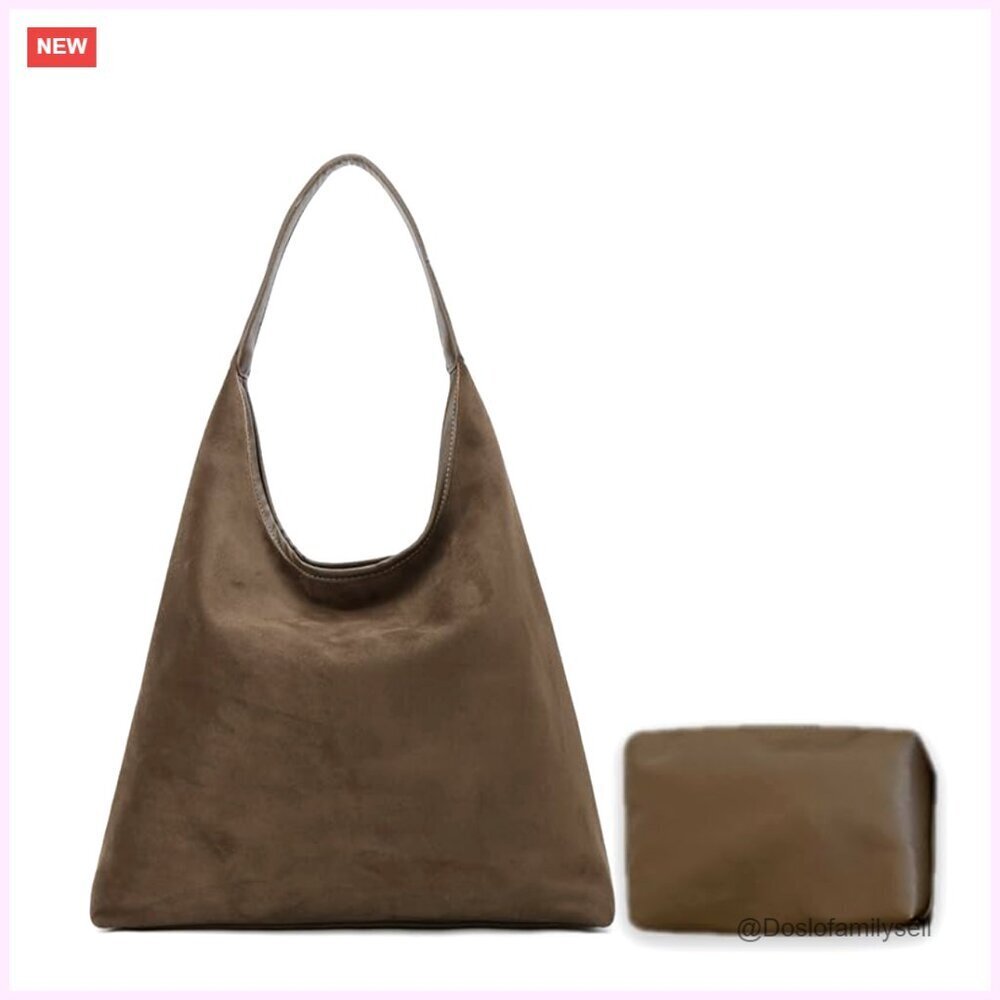 Faux Suede Tote Bag Large Capacity Everyday Chic Elegant Office Travel Purse